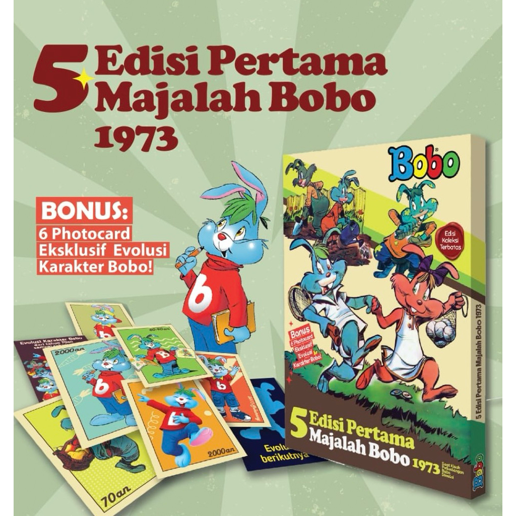 [ORIGINAL] Edisi Koleksi BOKSET 5 Edisi Pertama Majalah Bobo 1973 BONUS Photocard - Trilogi Bobo Maj