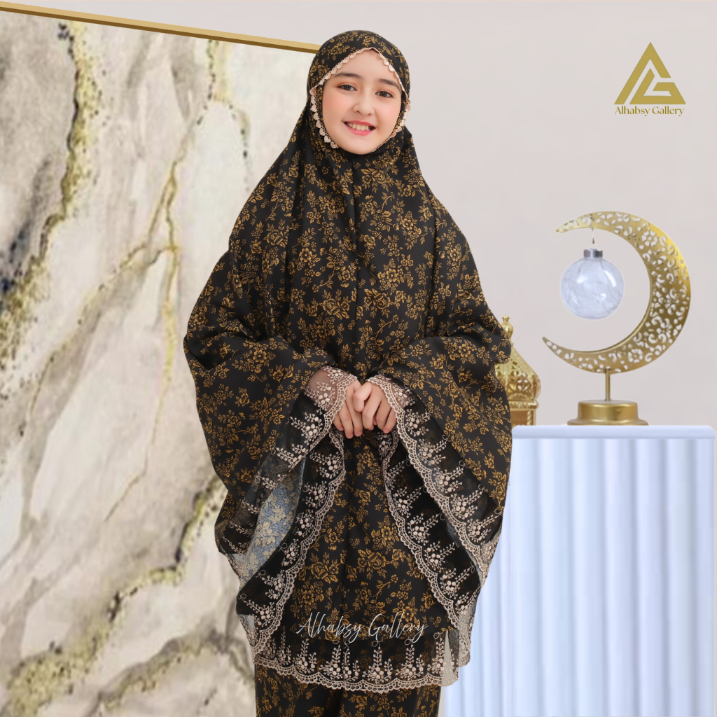 Alhamdulillah - Mukena Anak Perempuan Mewah Katun Foil 2in1 Renda Sharinah Series Alhabsy Gallery