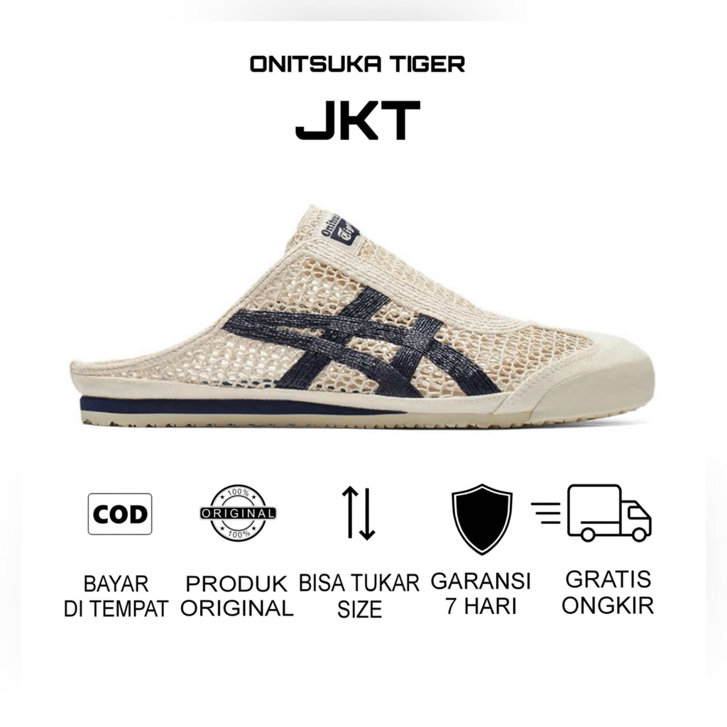 Sepatu Onitsuka Tiger Mexico 66 Sabot White Black Original / Sepatu Wanita / Sandal Wanita / Sneaker