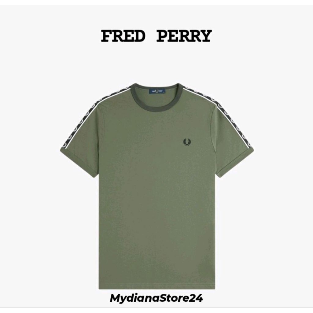 FRED FRED - FRED PERRY CONTRAST TAPE RINGER T-SHIRT - LRLWRTHGREEN/BLK