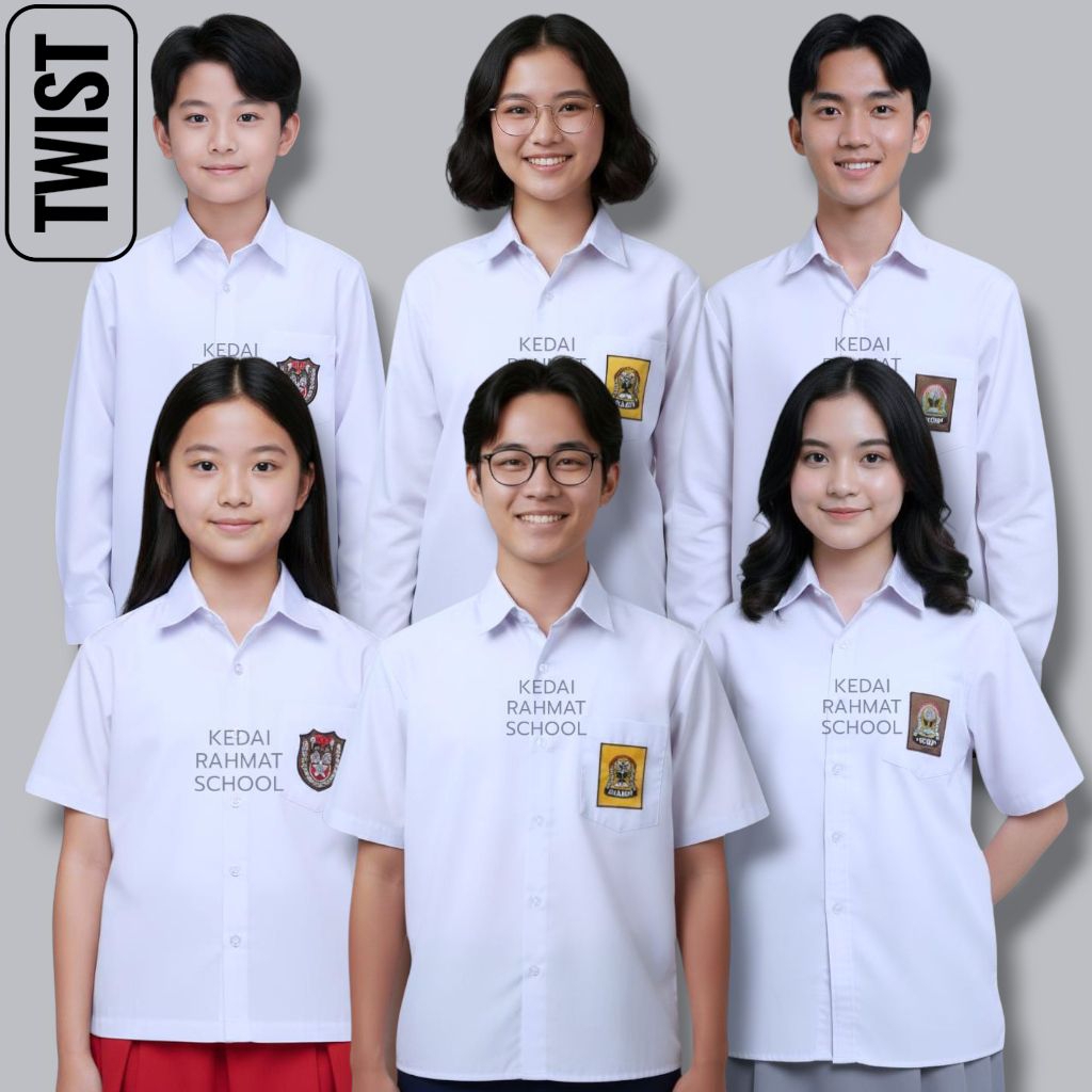 COD Seragam Sekolah Baju SD SMP SMA MTS SMK Panjang Pendek Sunwash Twist Licin Merk Martin