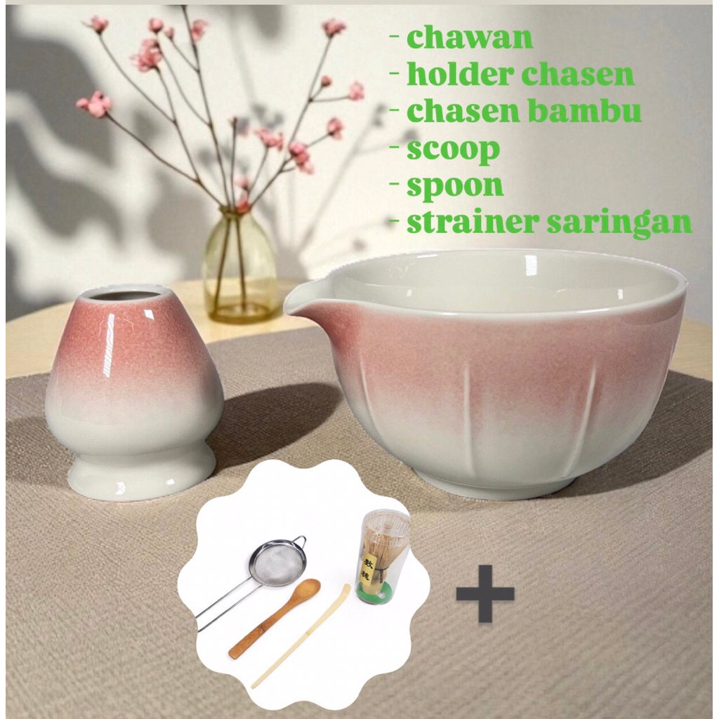 matcha tea set jepang 2pcs 4pcs 5pcs cotton candy / japanese matcha bowl / PREMIUM matcha tea set je