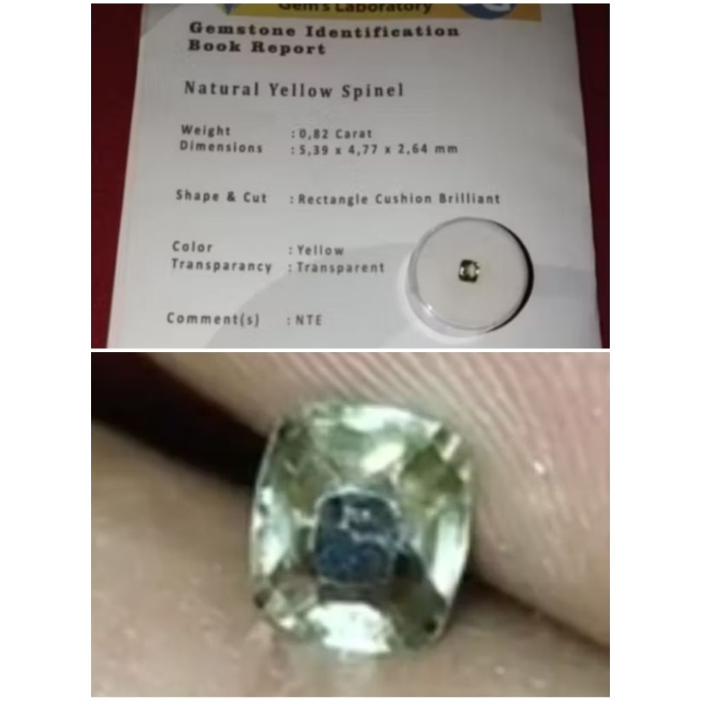 Natural Yellow Spinel + Sertifikat, Kode 263