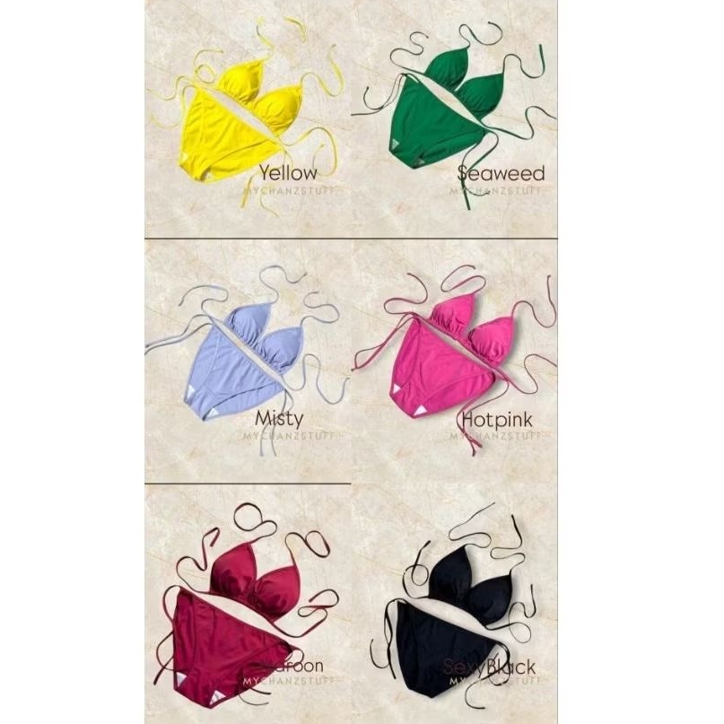 mychanz - set bikini classic 8 warna baju pantai lucu bikini basic pakaian renang