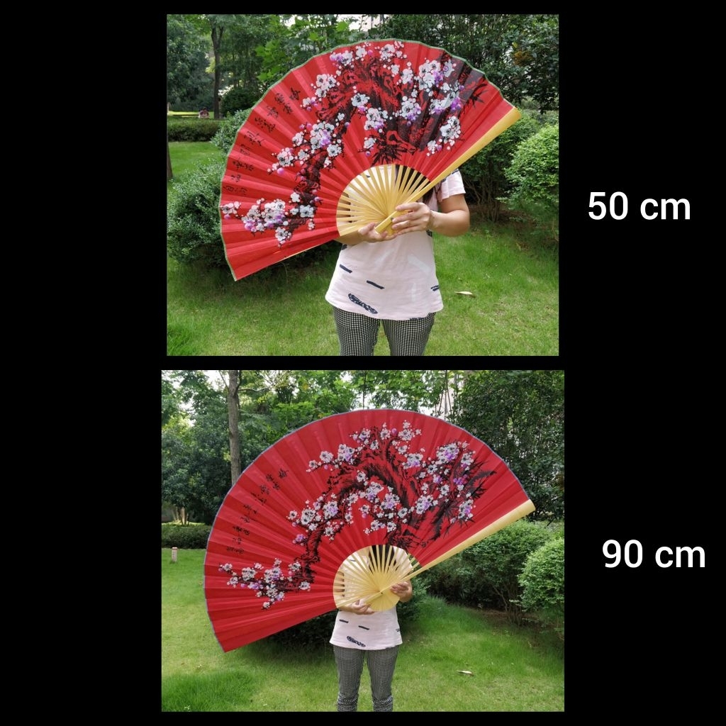 Kipas Cina Dekorasi Jumbo Kipas Lukisan Imlek Kipas Lukis Besar