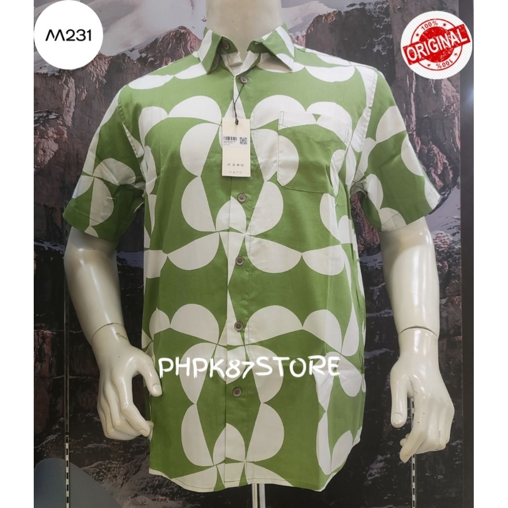 M231 Kemeja pendek pria printing original,kemeja pendek pria slimfit