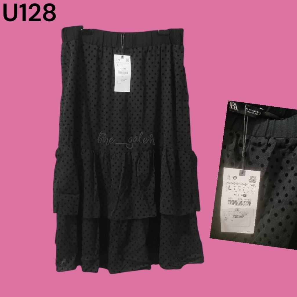 U128 New Zara Original 100% Rok Hitam Tile Polkadot Bagus Murah