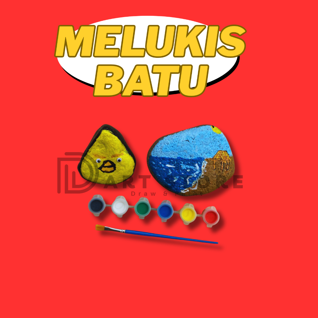 TERMURAH Melukis batu alam / batu lukis / batu lukis sungai / batu mewarnai / batu menggambar / kera