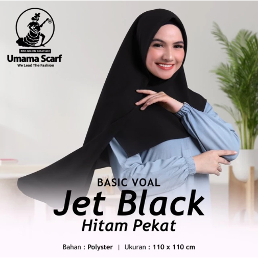 UMAMA SCARF BASIC VOAL HITAM PEKAT REMIUM JET BLACK