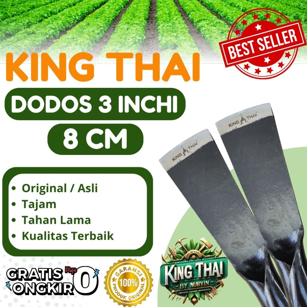 Dodos Sawit KING THAI 3 Inci (8 cm) - Alat Panen Sawit Tajam, Awet, Original Asli, Gagang Kuat & Rin