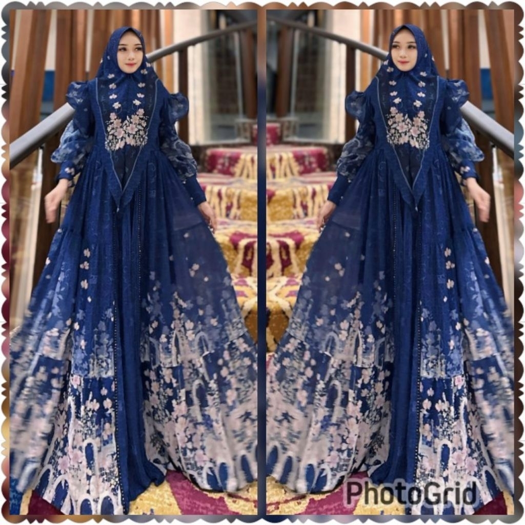 READY BUKAN PO Keenan Seruni syari set Gamis premium ceruty printing babydoll