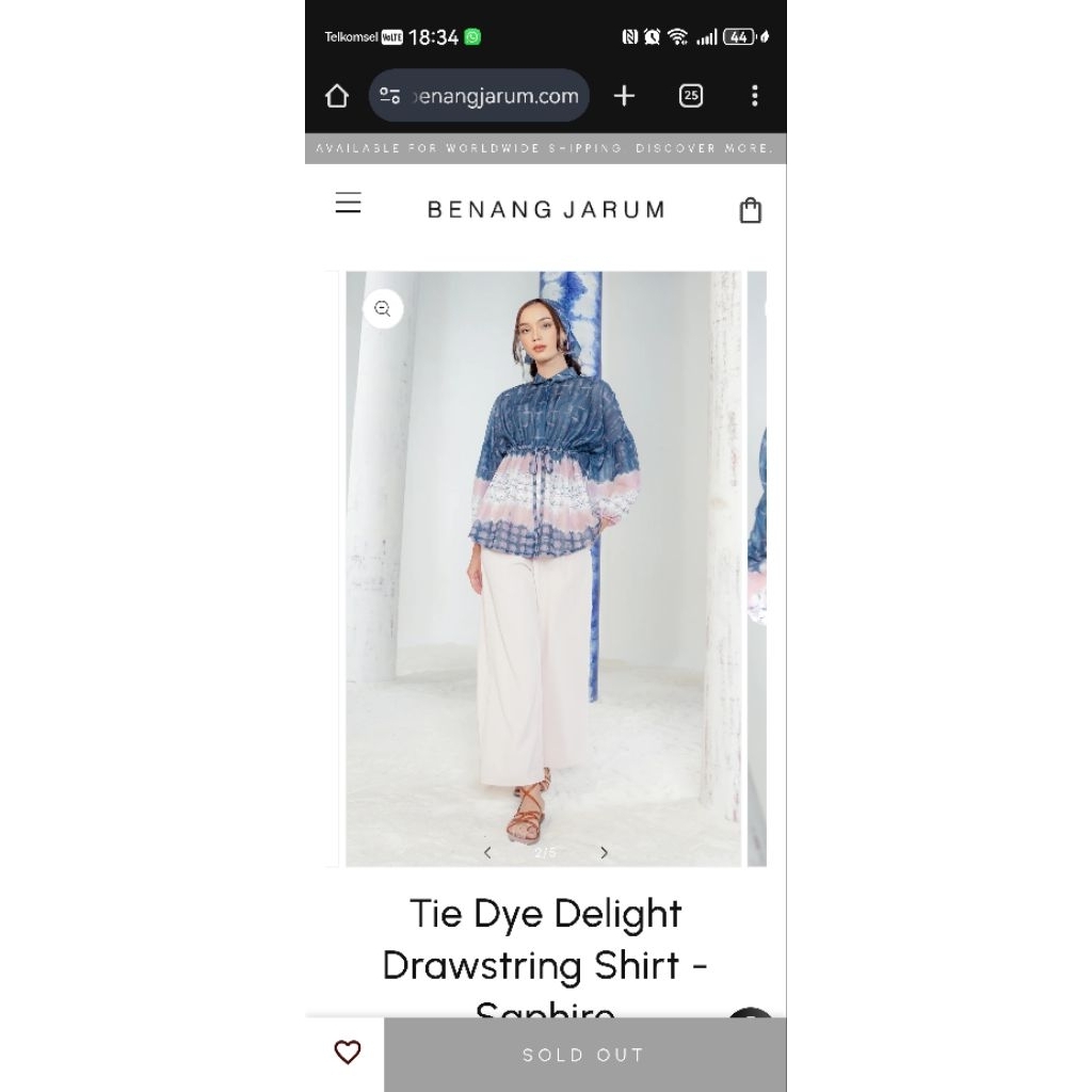Tie Dye delight drawstring shirt benang jarum