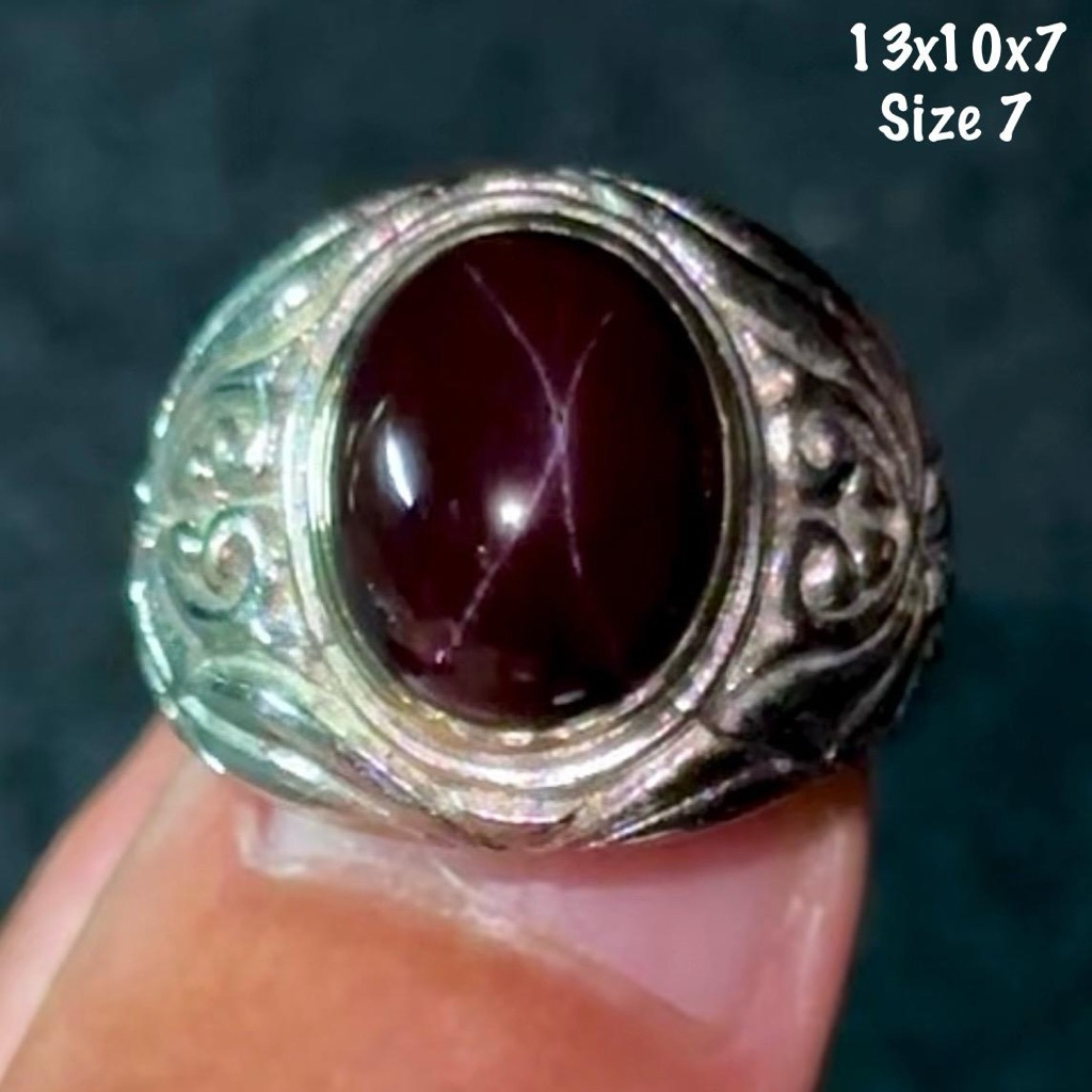 Cincin Batu Akik Natural Garnet Star (asli alam)
