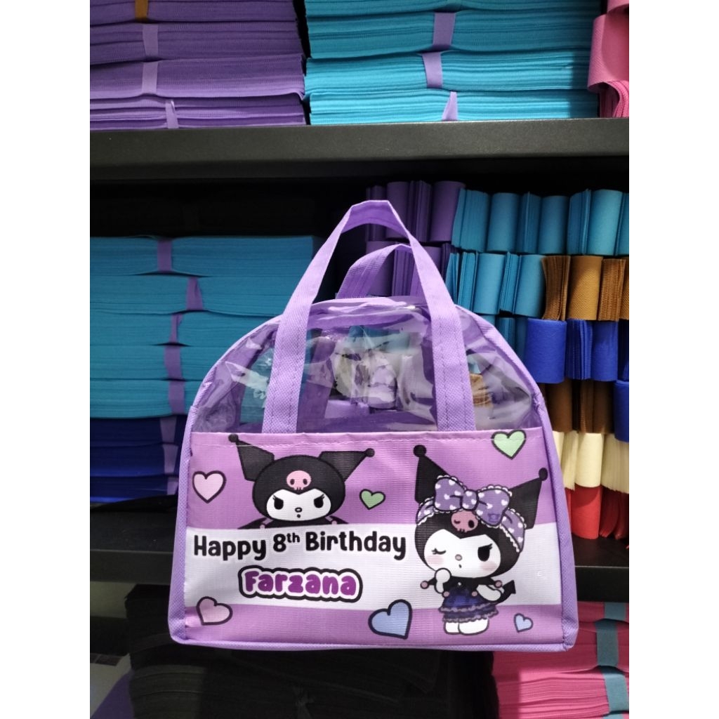 Tas ultah resleting mika / Souvenir ultah tas mika / Souvenir tas ultah custom