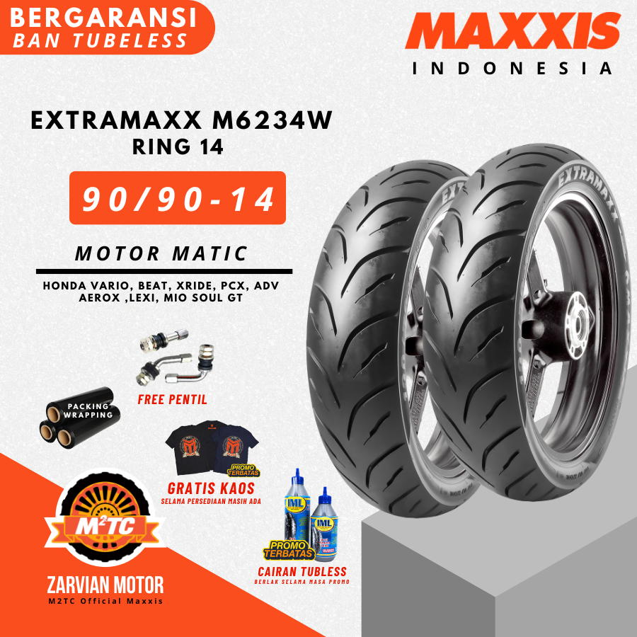 BAN BELAKANG MAXXIS EXTRAMAXX RING 14 MAXXIS M6234W BEAT/VARIO/XRIDE/MIO Medium Soft Compund Tubless