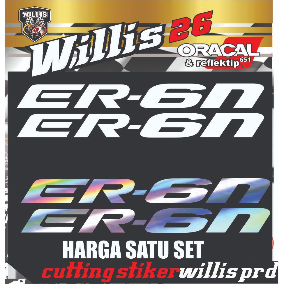 Sticker Cutting Kawasaki ER6N er6n M1 2 Pcs Stiker Untuk Body Motor