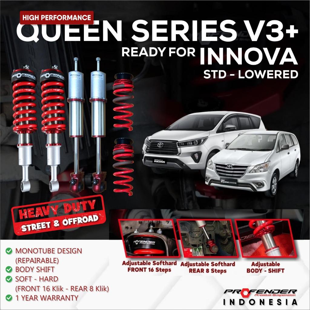 TERBARU COILOVER PROFENDER TOYOTA INNOVA DIESEL PACKAGE QUEEN SERIES V3+STD LOWERED front rear