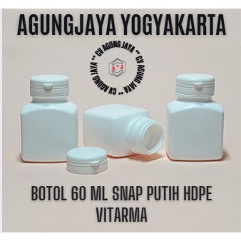 Botol Obat Vitarma 60 ml/Botol Vitcom Putih 60 ml Hdpe/Botol Tablet/Kapsul Putih 60 ml