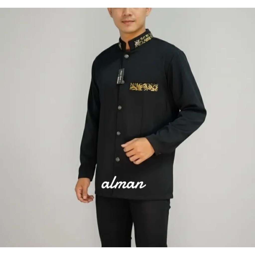 baju jasko koko pria busan muslim lengan panjang stasan batik  jasko alman terlaris