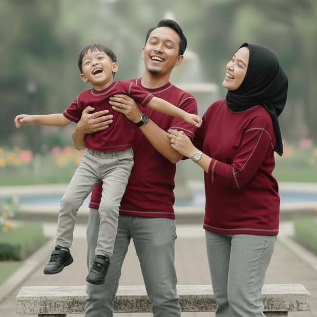 (PREMIUM QUALITY) KAOS MAROON : KOMBINASI JAHIT LUAR COUPLE FAMILY/ JAHIT KEBALIK / KAOS COUPLE KELU