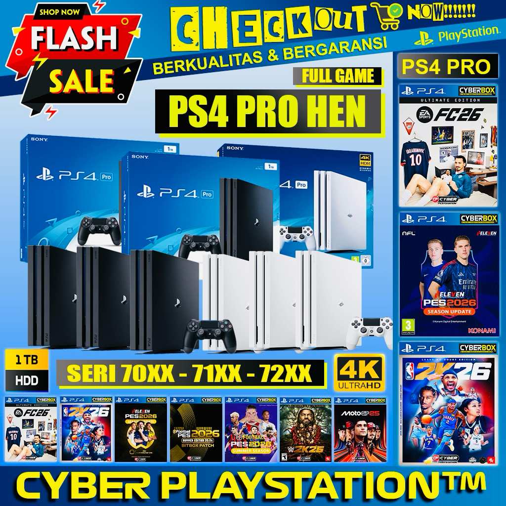 PS4 PRO HEN 6.72/9.00/11.00/12.02 FULL GAME OFFLINE PERMANENT | HDD 1TB | GARANSI