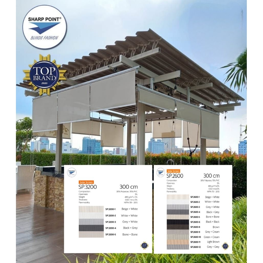 SOLARSCREEN ROLLER BLIND SHARP POINT KODE 2600