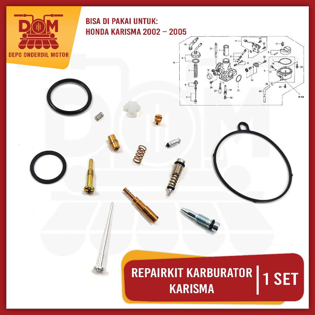 Repairkit Karburator Karisma (TOKAIDO/KAWA) Carburator Repair Kit Parkit Spuyer Karbu Assy Honda