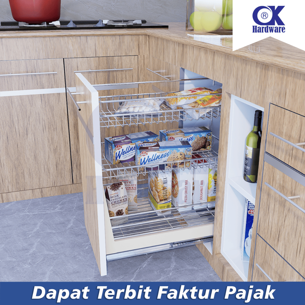 Rak Bumbu Botol Tarik Dapur Slow Motion OK 004 C Material Chrome for Kitchen Set Cabinet / Rak Dapur
