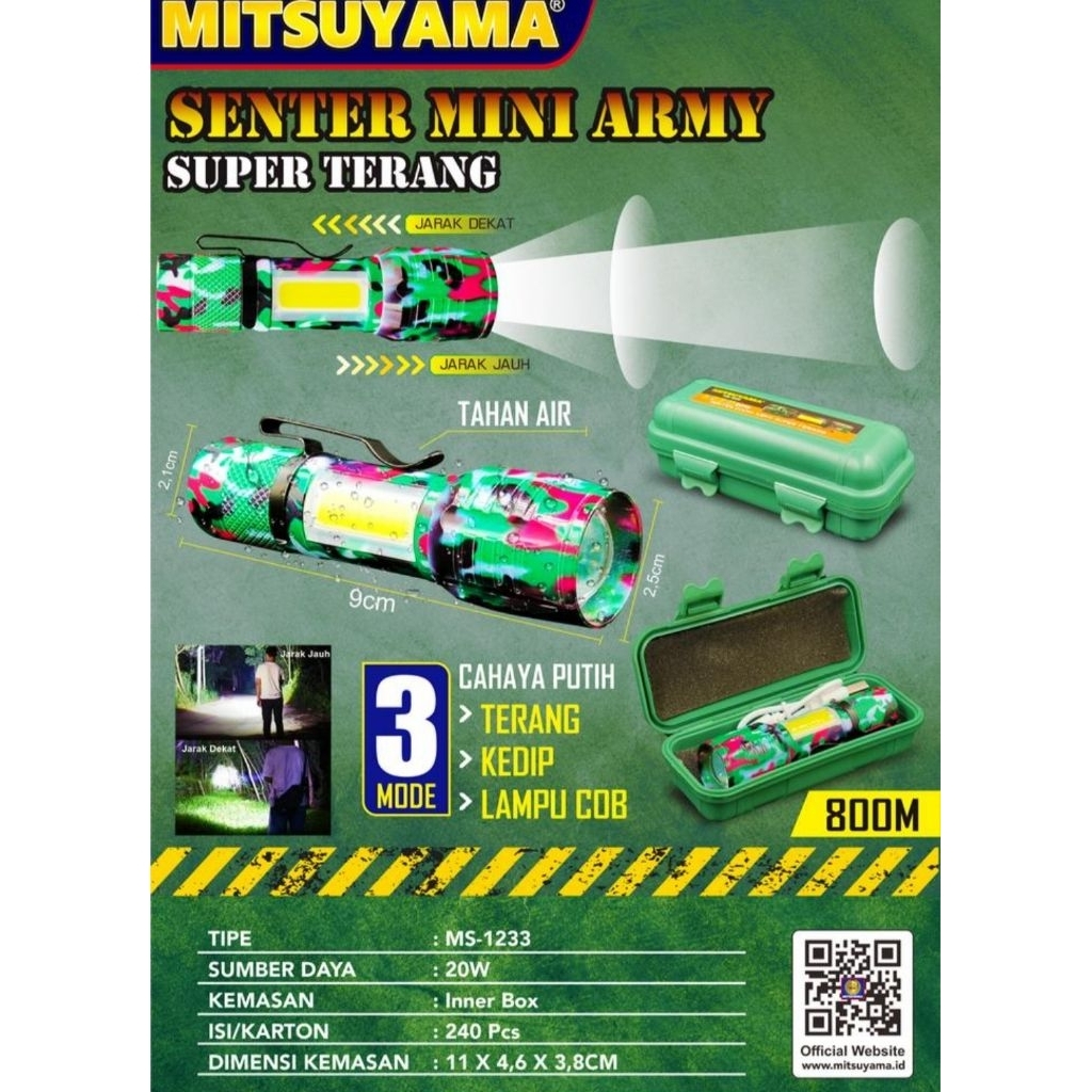 Senter Mini LED COB Mitsuyama 20W Super Terang MS-1233