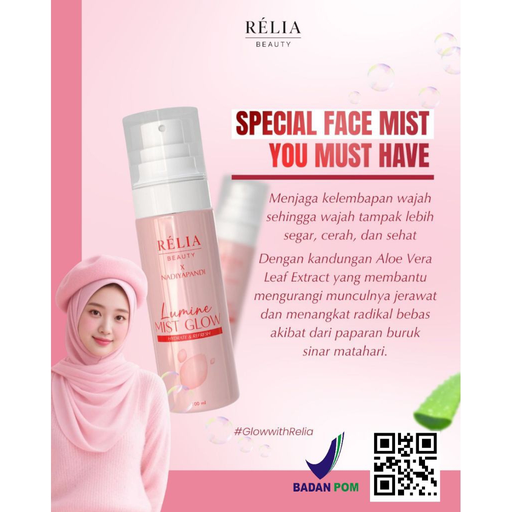LUMINE FACE MIST GLOW BY RELIA BEAUTY OFFICIALLY 100ML COCOK UNTUK ACNE, HIDRATING, GLOWING, BPOM AP