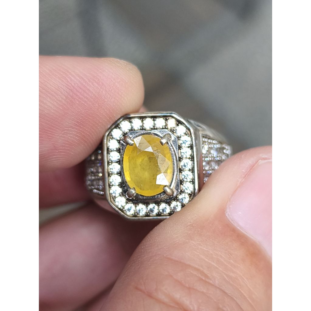 cincin batu yellow safir sapphire tanzania 1.59 carat ring perak memo MGL top kristal
