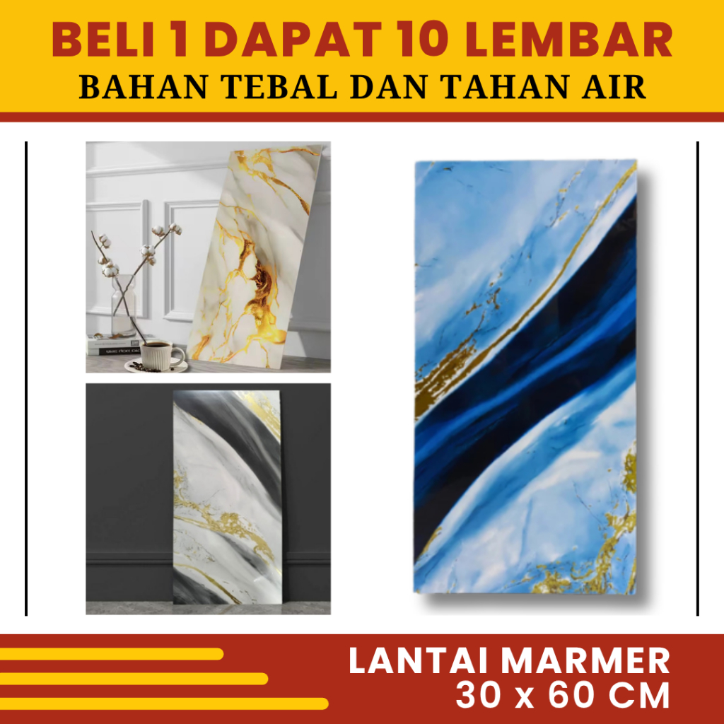 Wallpaper Stiker Dinding Kamar Tidur Sticker Lantai Granit Marmer Motif Putih Marble Anti Air