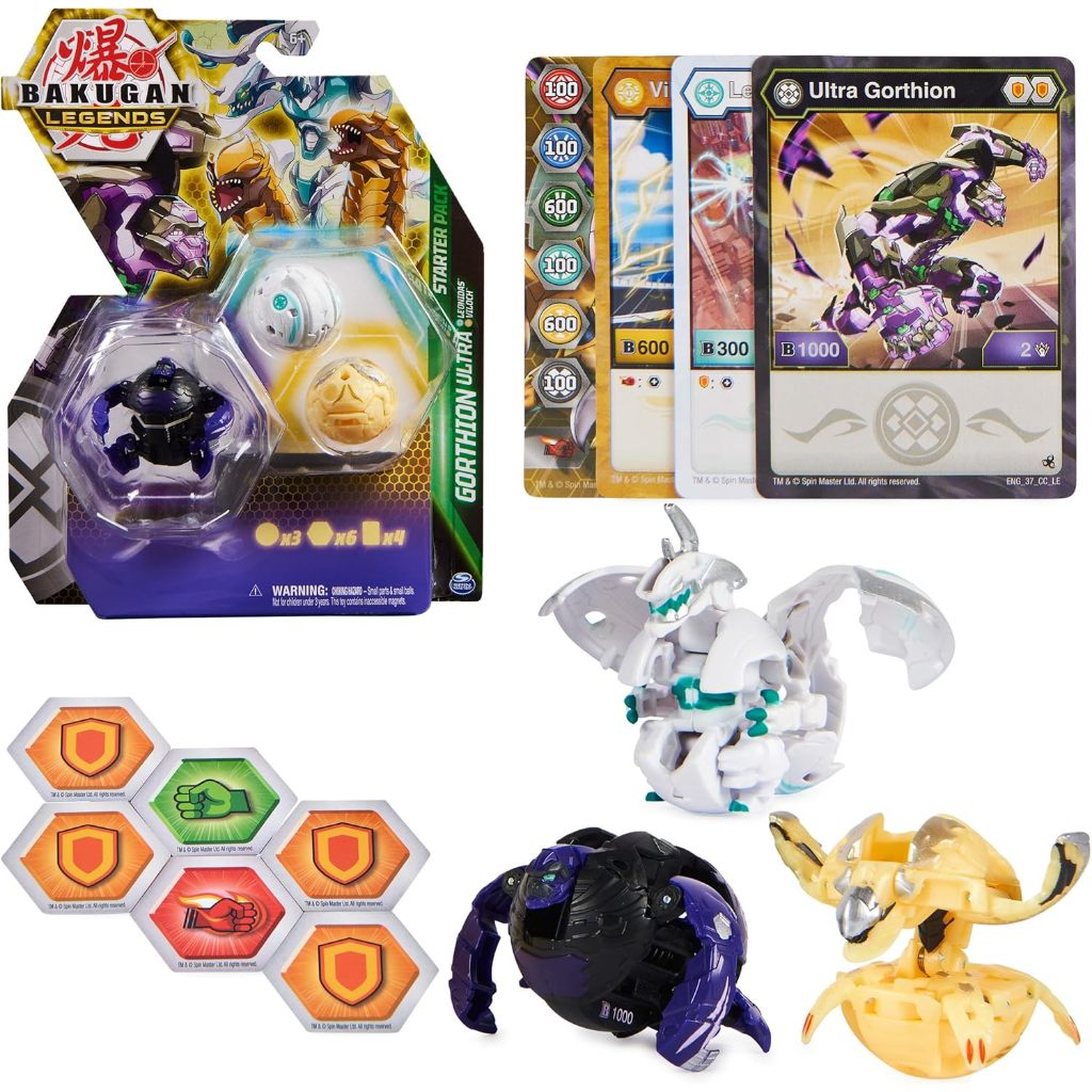 Bakugan Legends Starter 3-Pack, Gorthion Ultra with Leonidas and Viloch, Collectible Action Figures,