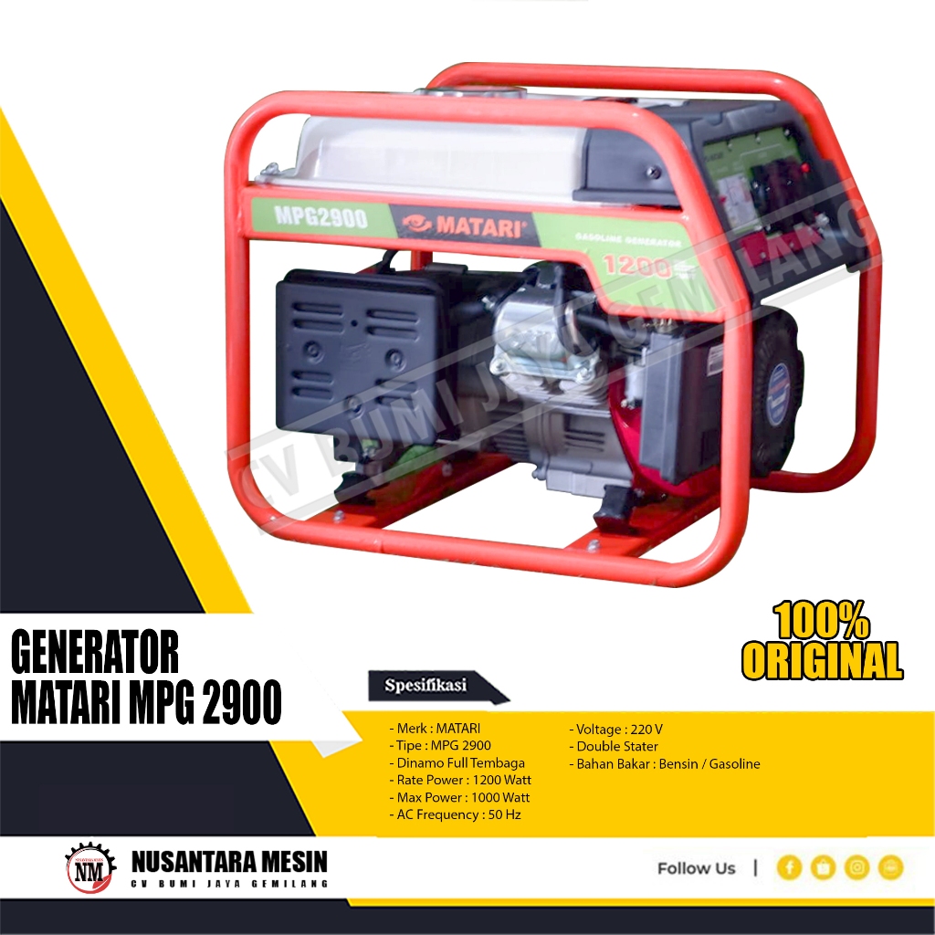 MESIN GENSET / GASOLINE GENERATOR MATARI MPG 2900