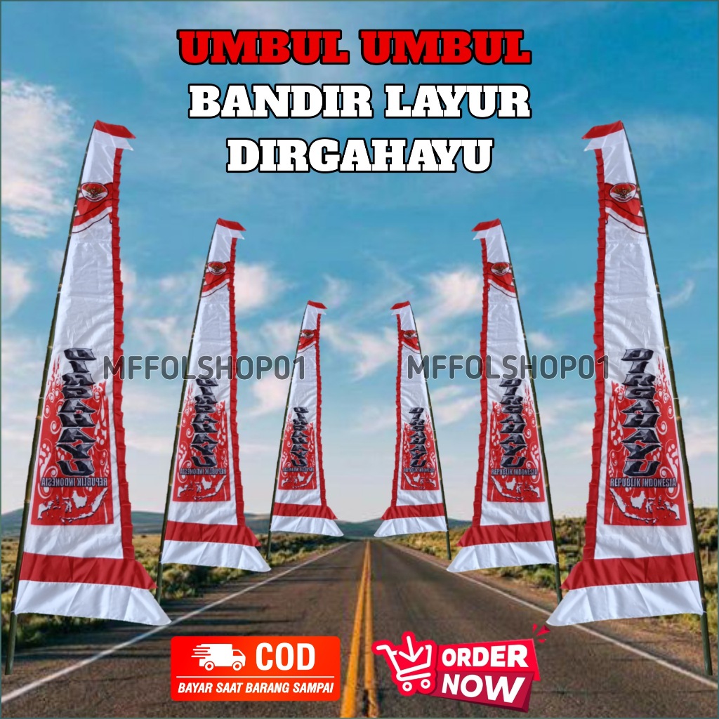 Umbul Umbul Bandir Dirgahayu Keris & Layur 4 Meter