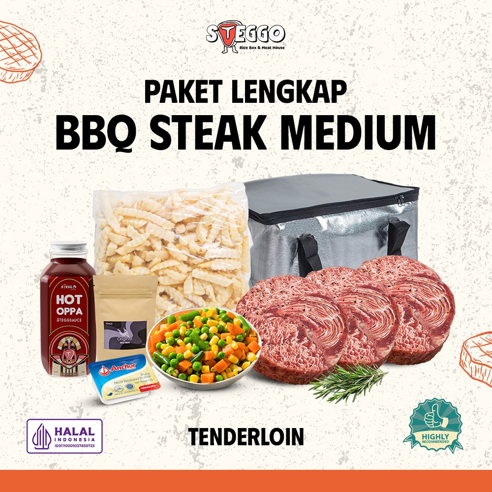 Paket Hemat Lengkap BBQ TENDERLOIN BEEF STEAK, Bundling Daging Steak