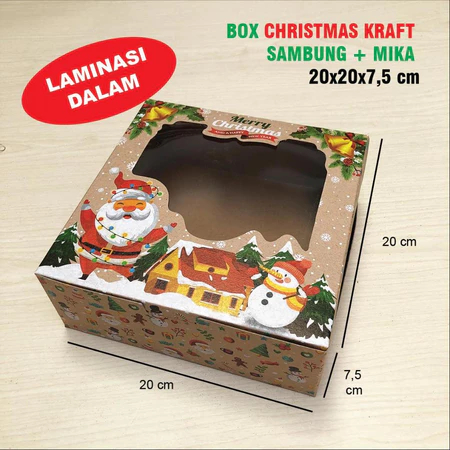 10 Pcs Box Cake Natal Box Merry Christmas Box Kemasan Kue Cookies Ukuran 20 x 20 x 7.5 Cm Box Kue Na