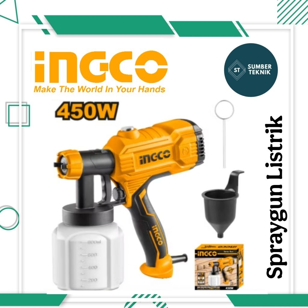 INGCO SPG3508 Mesin Spray Gun Listrik Cat Air Minyak Besi Tembok SprayGun Elektrik HD