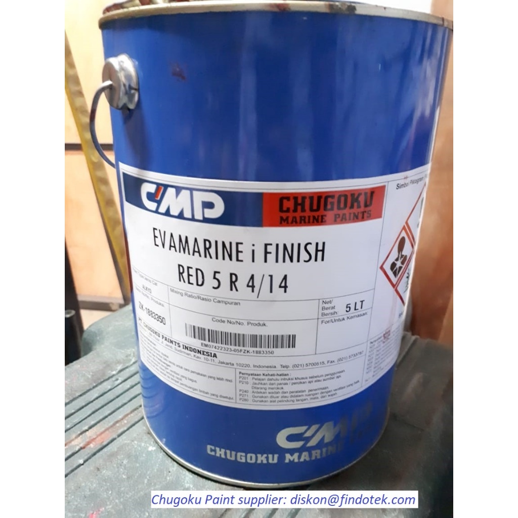 Evamarine i Finish Munsell 5R 4/14 red gloss @5L, Chugoku Alkyd Paint