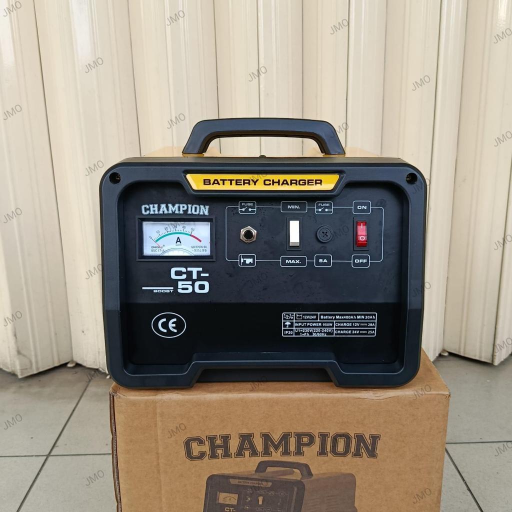 Battery Charger Aki 50 Amper 12V 24V CHAMPION USA Cas Aki Mobil CT50