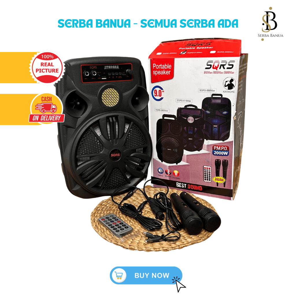 Speaker SQRS 9 inch tipe 888max / 815max / 885 / speaker dengan 2 mic