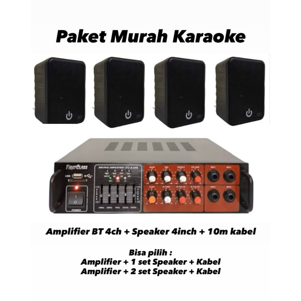 Paket Murah Karaoke Rumahan Amplifier+Speaker+Kabel