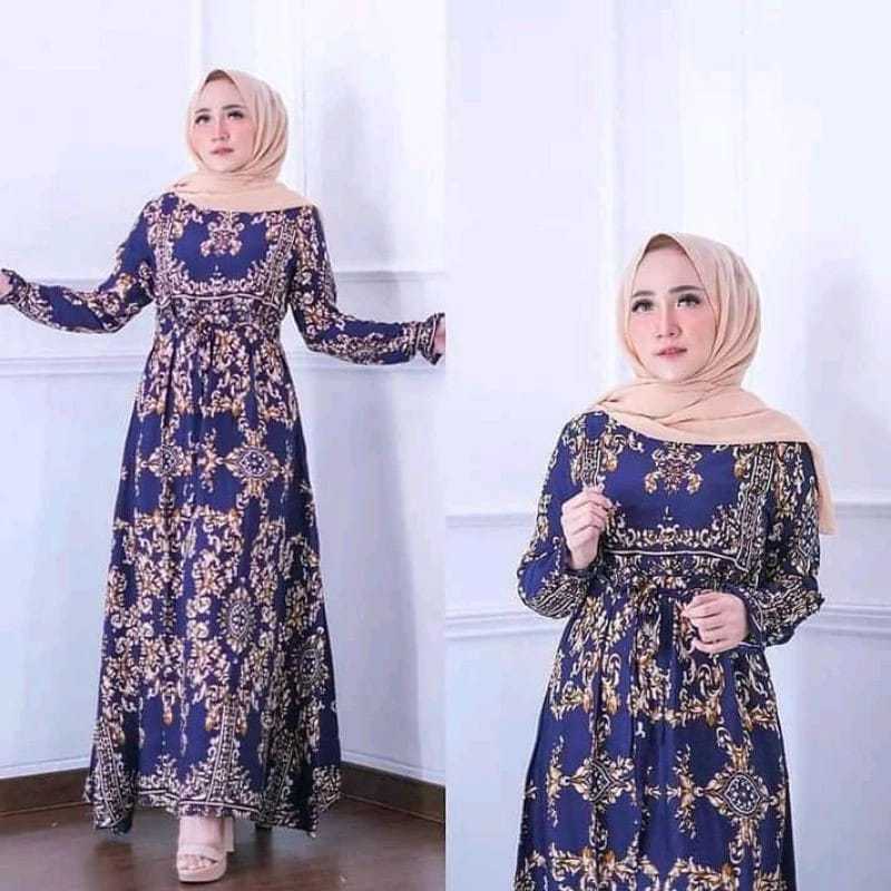 Baju Gamis 2026 Model Terbaru Lebaran Motif Batik Gamis Sultan Katun Mikro Fashion Muslim Terlaris T