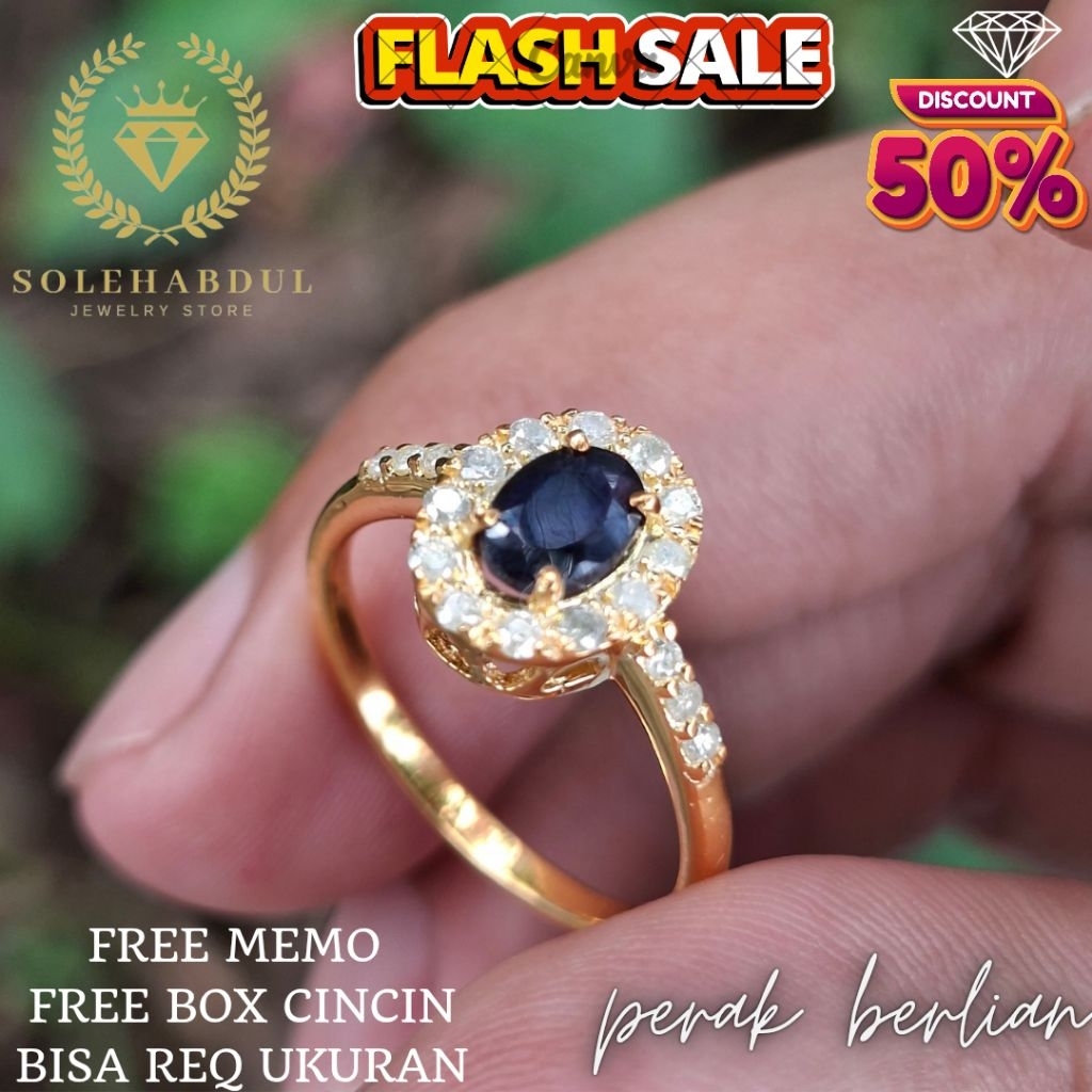 CINCIN PERAK LADY DIANA BERLIAN EROPA + BLUE SAFHIRE