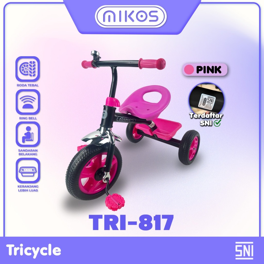 MIKOS Sepeda Anak Roda 3 TRI-817 Sepeda Roda Tiga Tricycle Sepeda Anak 1 Tahun