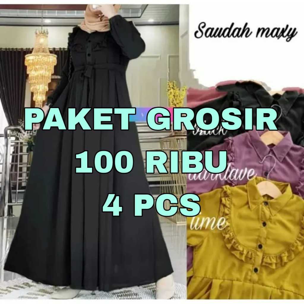 BEST PROMO 100 RIBU DAPAT PCS GAMIS SAUDAH MOTIF REMPEL KANCING DEPAN BUSUUI POLLYCOTON PREMIUM