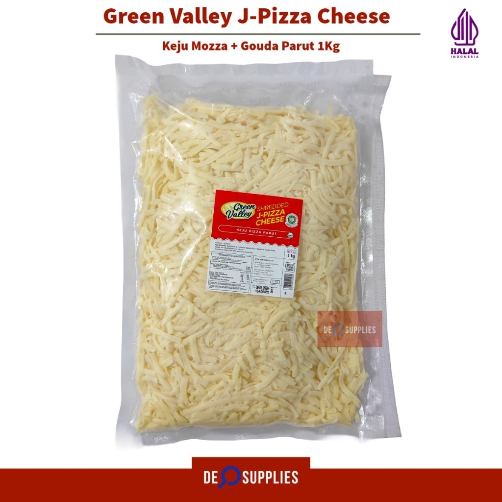 Green Valley J-Pizza Cheese 1kg Shredded - Keju Mozzarella + Gouda Parut Pizza