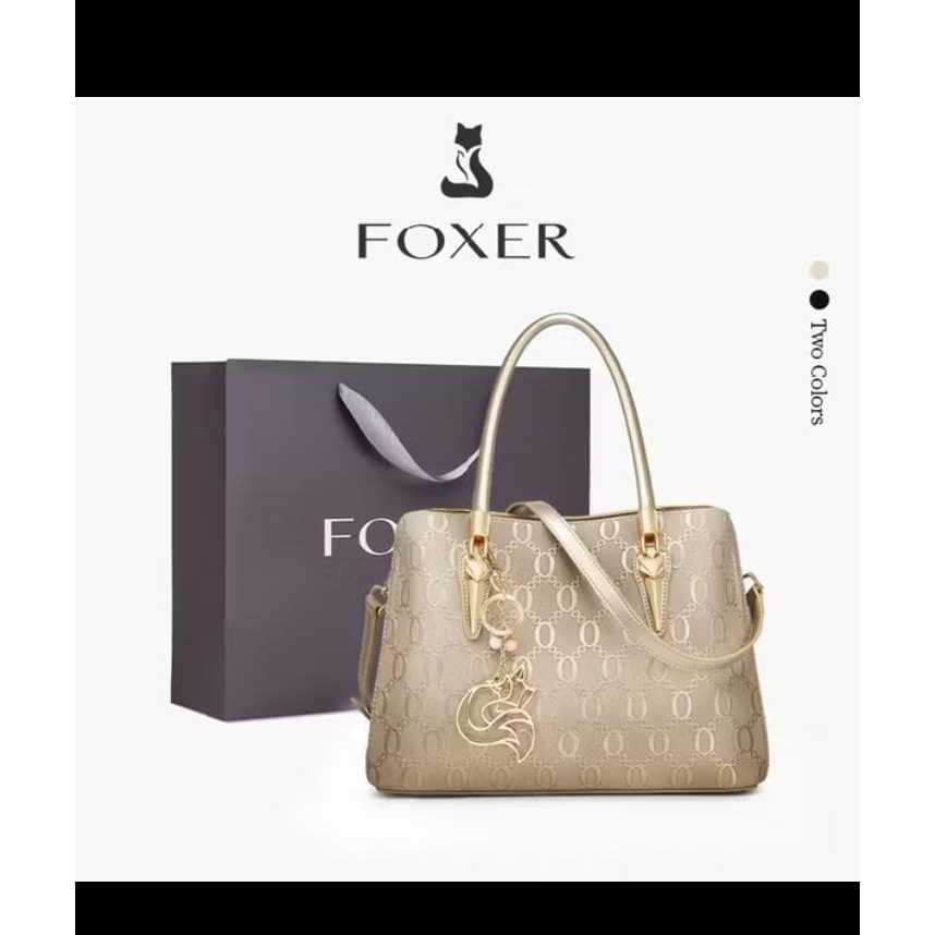 FOXER Tas Kulit Wanita Emas Kapasitas Besar