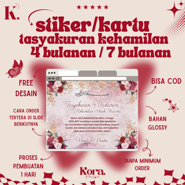 Cetak Stiker Tasyakur Kehamilan 4 Bulanan / 7 Bulanan, Kartu Tasyakur Kehamilan 4 Bulanan / 7 Bulana