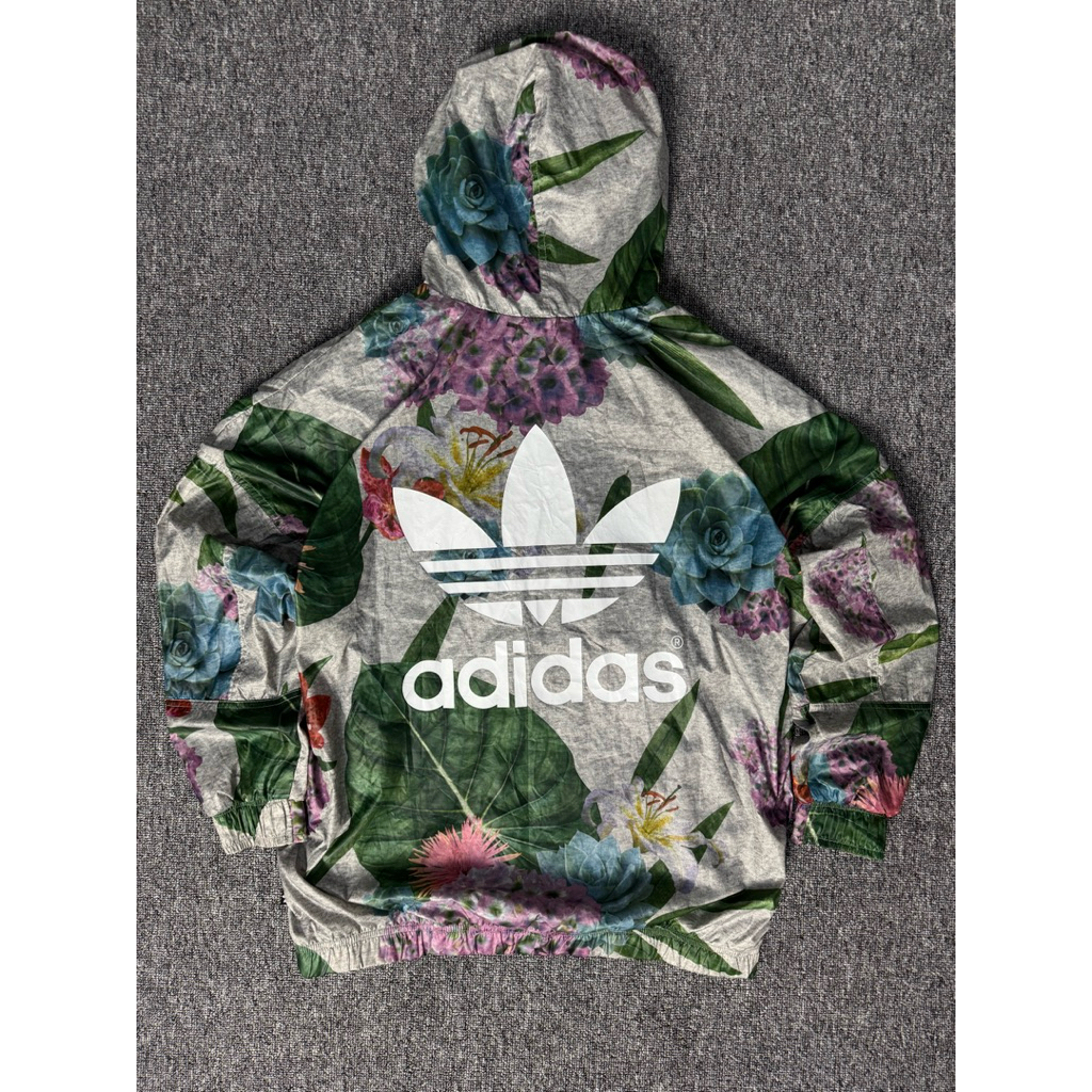 ADIDAS FLORAL TREFOIL CAGOULE QUARTER ZIP WINDBREAKER